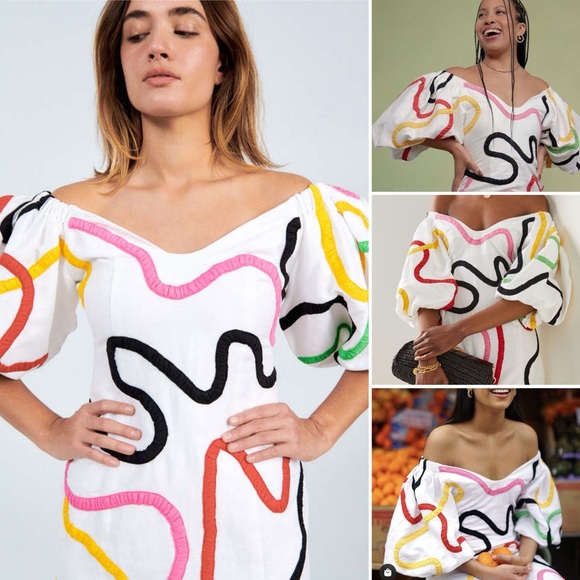 Mara Hoffman Cadiz Namari Embroidered Linen Midi Dress Size 4 - Picture 16 of 16